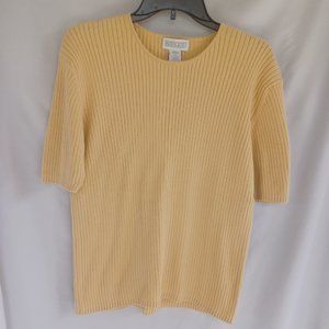 Woman's Land's End size Large yellow short sleeve ribbed top